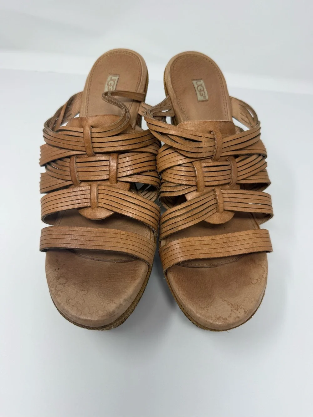 UGG Women's Brown Braided Wedge Sandals size 9
